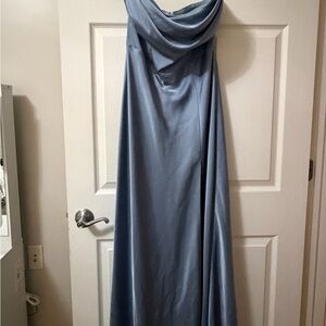 Birdy Grey Strapless Mia Dress Matte Satin Dusty Blue